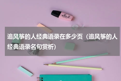 追风筝的人经典语录在多少页（追风筝的人经典语录名句赏析）