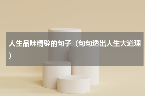 人生品味精辟的句子（句句透出人生大道理）