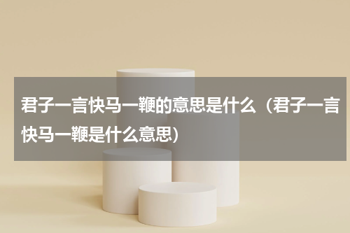 君子一言快马一鞭的意思是什么（君子一言快马一鞭是什么意思）