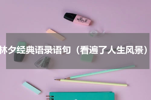 林夕经典语录语句（看遍了人生风景）