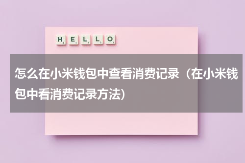 怎么在小米钱包中查看消费记录（在小米钱包中看消费记录方法）