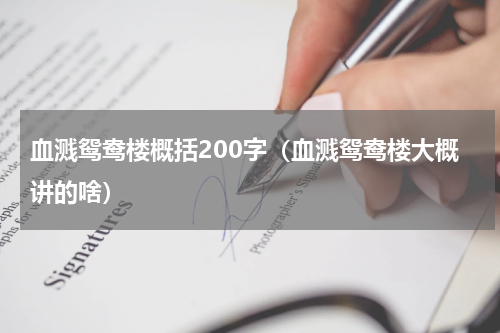 血溅鸳鸯楼概括200字（血溅鸳鸯楼大概讲的啥）