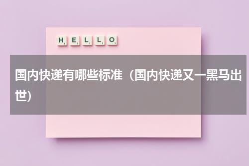 国内快递有哪些标准（国内快递又一黑马出世）