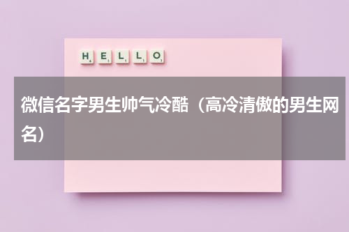 微信名字男生帅气冷酷（高冷清傲的男生网名）