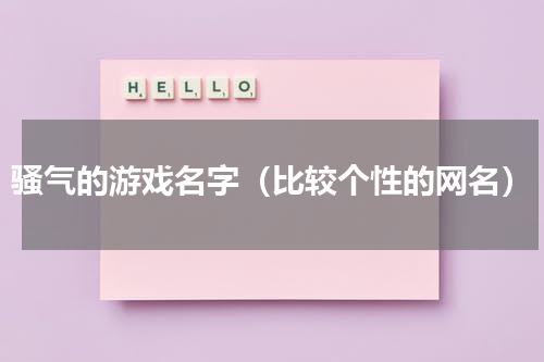 骚气的游戏名字（比较个性的网名）