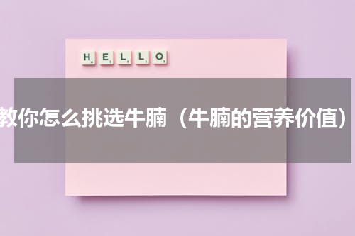 教你怎么挑选牛腩（牛腩的营养价值）