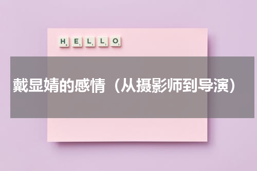 戴显婧的感情（从摄影师到导演）