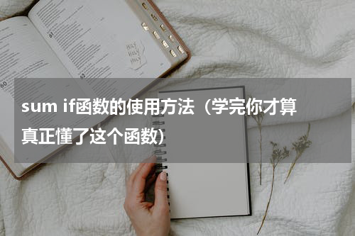 sum if函数的使用方法（学完你才算真正懂了这个函数）