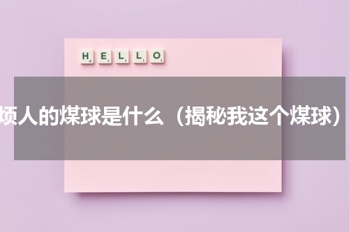 烦人的煤球是什么（揭秘我这个煤球）