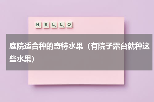庭院适合种的奇特水果（有院子露台就种这些水果）