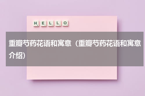 重瓣芍药花语和寓意（重瓣芍药花语和寓意介绍）