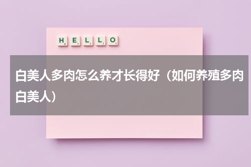 白美人多肉怎么养才长得好（如何养殖多肉白美人）