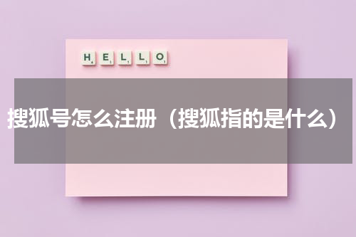 搜狐号怎么注册（搜狐指的是什么）