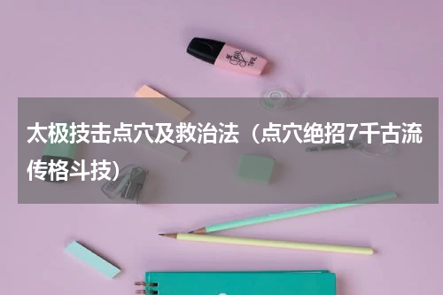 太极技击点穴及救治法（点穴绝招7千古流传格斗技）