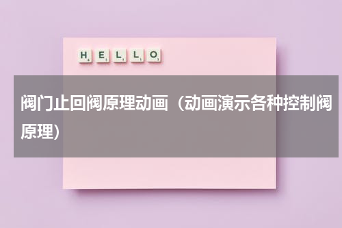 阀门止回阀原理动画（动画演示各种控制阀原理）