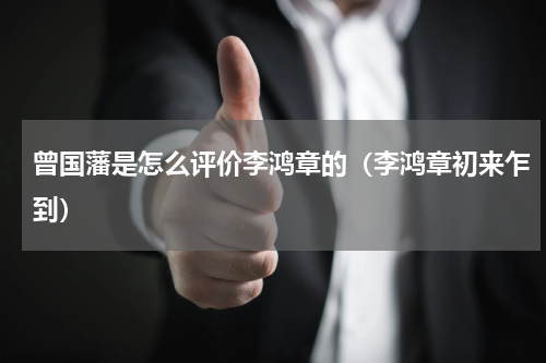 曾国藩是怎么评价李鸿章的（李鸿章初来乍到）
