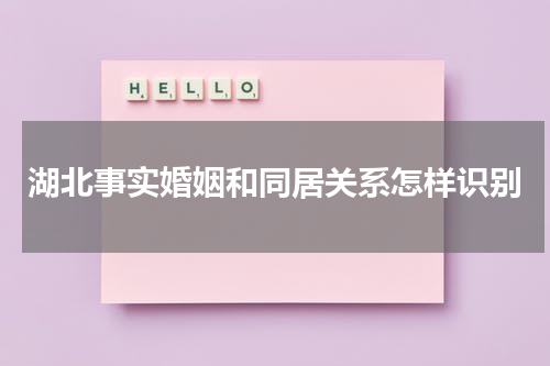 湖北事实婚姻和同居关系怎样识别