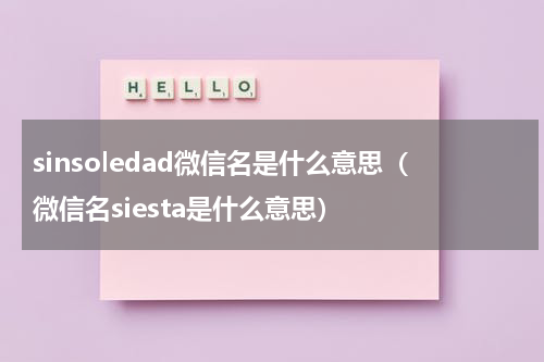 sinsoledad微信名是什么意思（微信名siesta是什么意思）