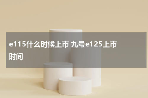e115什么时候上市 九号e125上市时间