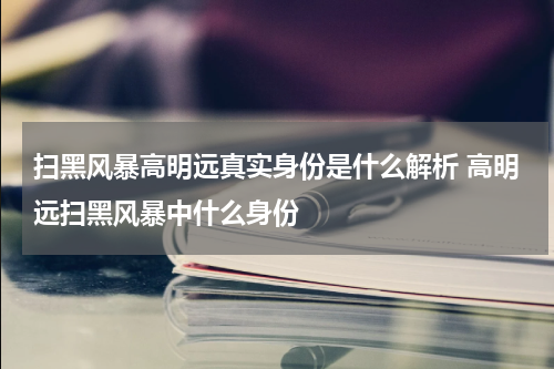 扫黑风暴高明远真实身份是什么解析 高明远扫黑风暴中什么身份